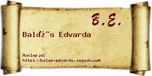 Balás Edvarda névjegykártya